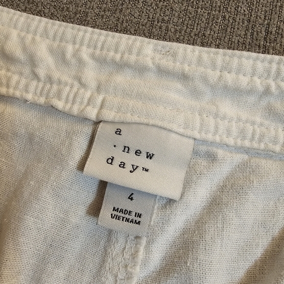 A New Day Cream Cargo Linen Blend Relaxed Baggy Casual Neutral Pants Size 4 - Picture 5 of 8